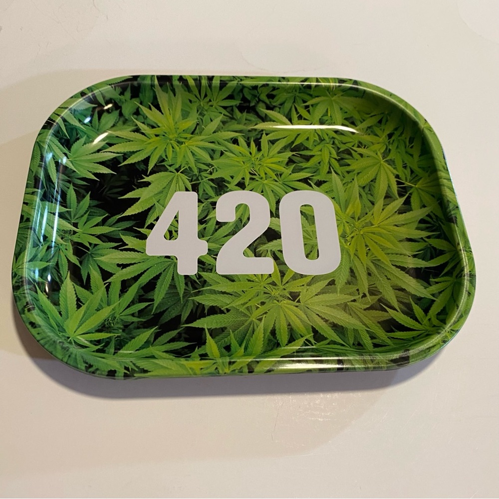 420 trinket tray rolling tray, metal 7”x5”x 1/2” - Picture 1 of 3